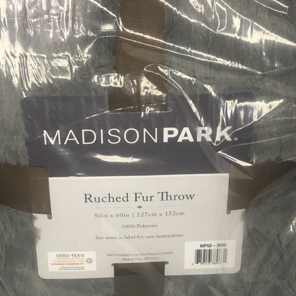 Madison Park GRAY Ultra Soft Ruched Faux Fur Throw Blanket 50X60" - Picture 8 of 8